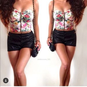 Floral bustier with front zipper